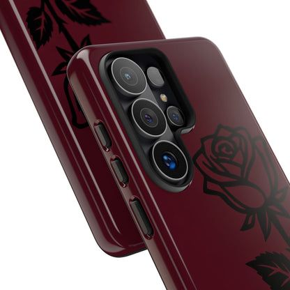 Black Rose Burgundy iPhone Case | Dark Aesthetic Shockproof Protective Cover