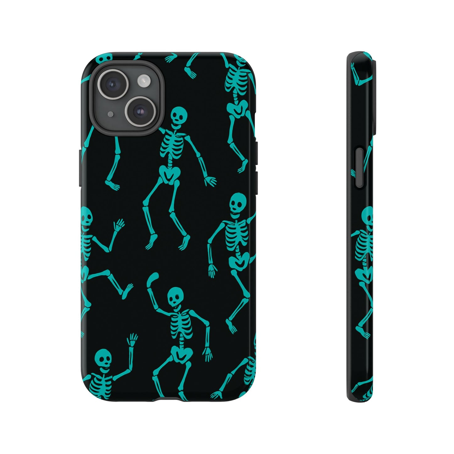 Dancing Teal Skeletons Phone Case | Tough Protective Case for Iphone, Samsung Galaxy and Pixel
