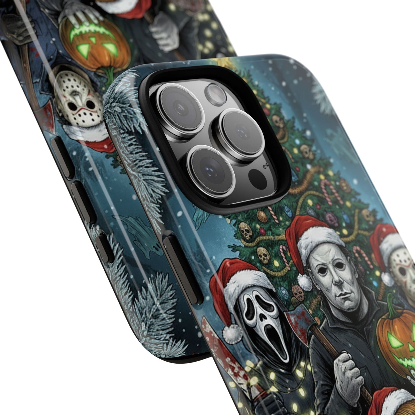 Christmas Horror Phone Case – Festive Slasher Collage Tough Case (iPhone, Samsung, Pixel)
