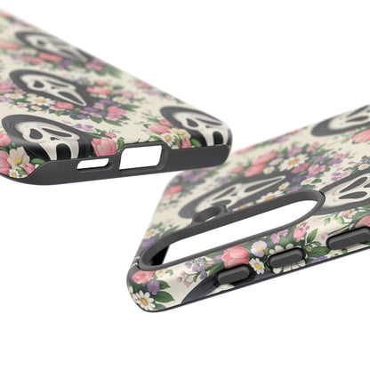 Floral Ghost Face Aesthetic Phone Case – Cute Spooky Tough Cover