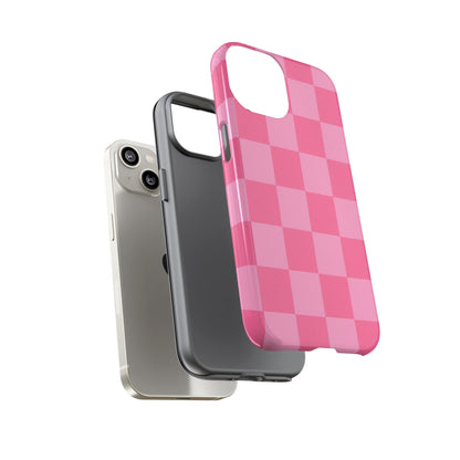 Pink Checkerboard Phone Case | Cute Aesthetic Checkered iPhone & Samsung Tough Case