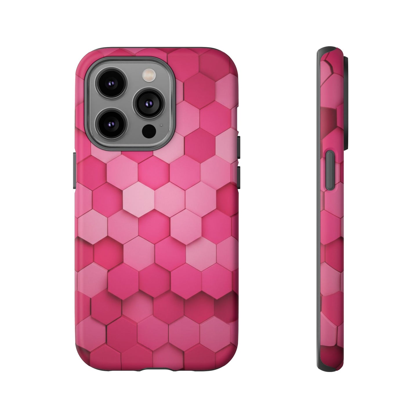 Hot Pink Hexagon Phone Case | Honeycomb Geometric Aesthetic | Cute Pink iPhone & Samsung Tough Protective Case
