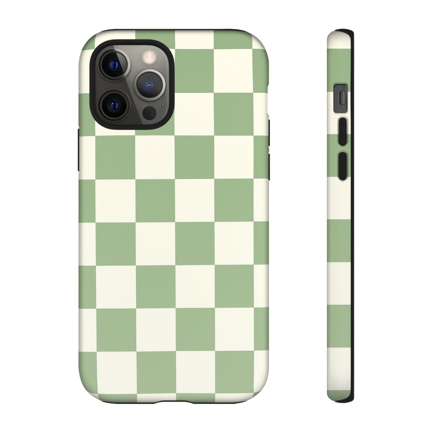 Sage Green Checkerboard Phone Case | Minimal Aesthetic Tough Case