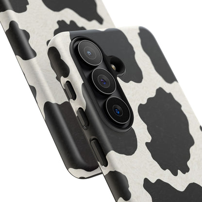 Black & White Cow Print Phone Case | Western Aesthetic iPhone & Samsung Tough Case