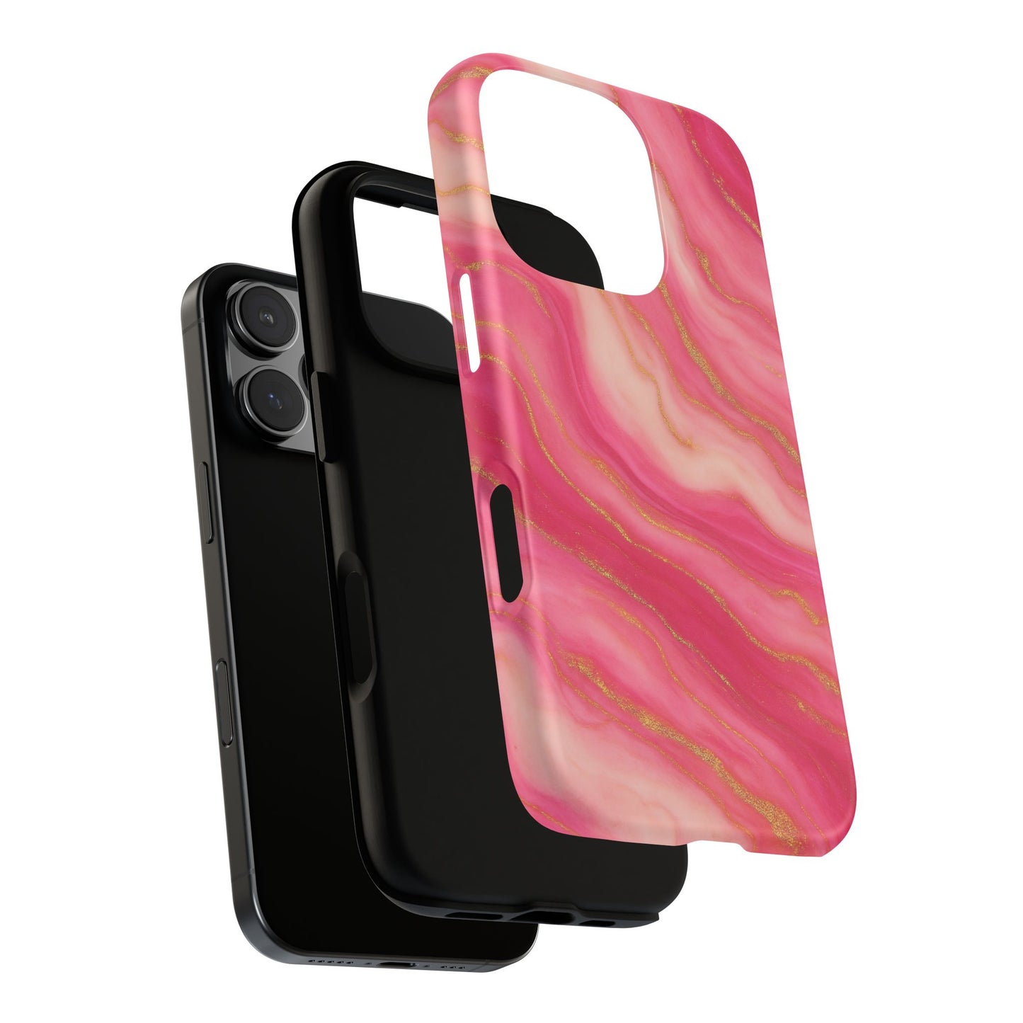 Pink Marble Phone Case | Rose Gold Swirl Aesthetic Tough Protective Case
