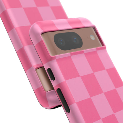 Pink Checkerboard Phone Case | Cute Aesthetic Checkered iPhone & Samsung Tough Case