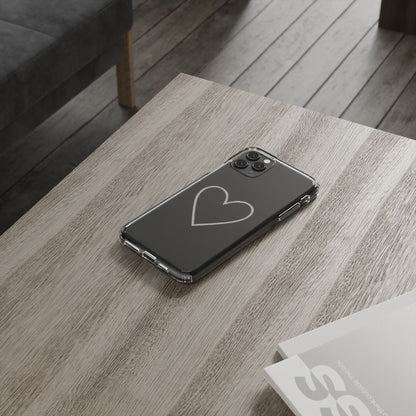 Minimal Hand-Drawn Heart Clear Phone Case | Aesthetic Clear Protective Case