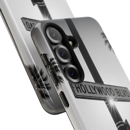 Hollywood Blvd Phone Case | Vintage Los Angeles Street Sign | Black & White LA Aesthetic