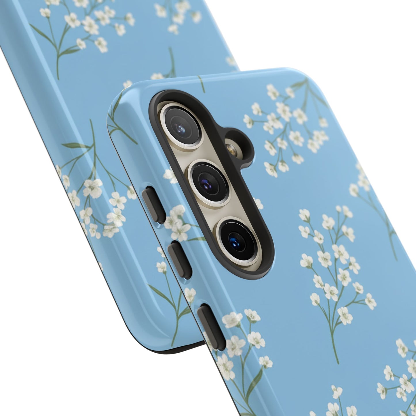 Baby’s Breath Floral Phone Case – Blue Minimal Flower Aesthetic Tough Case
