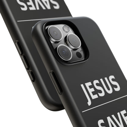 Jesus Saves Phone Case Christian Religious Minimalist Black Tough Cover