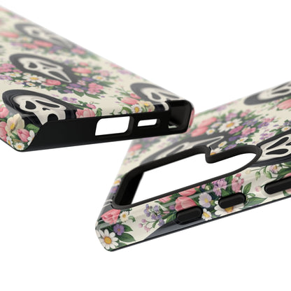 Floral Ghost Face Aesthetic Phone Case – Cute Spooky Tough Cover