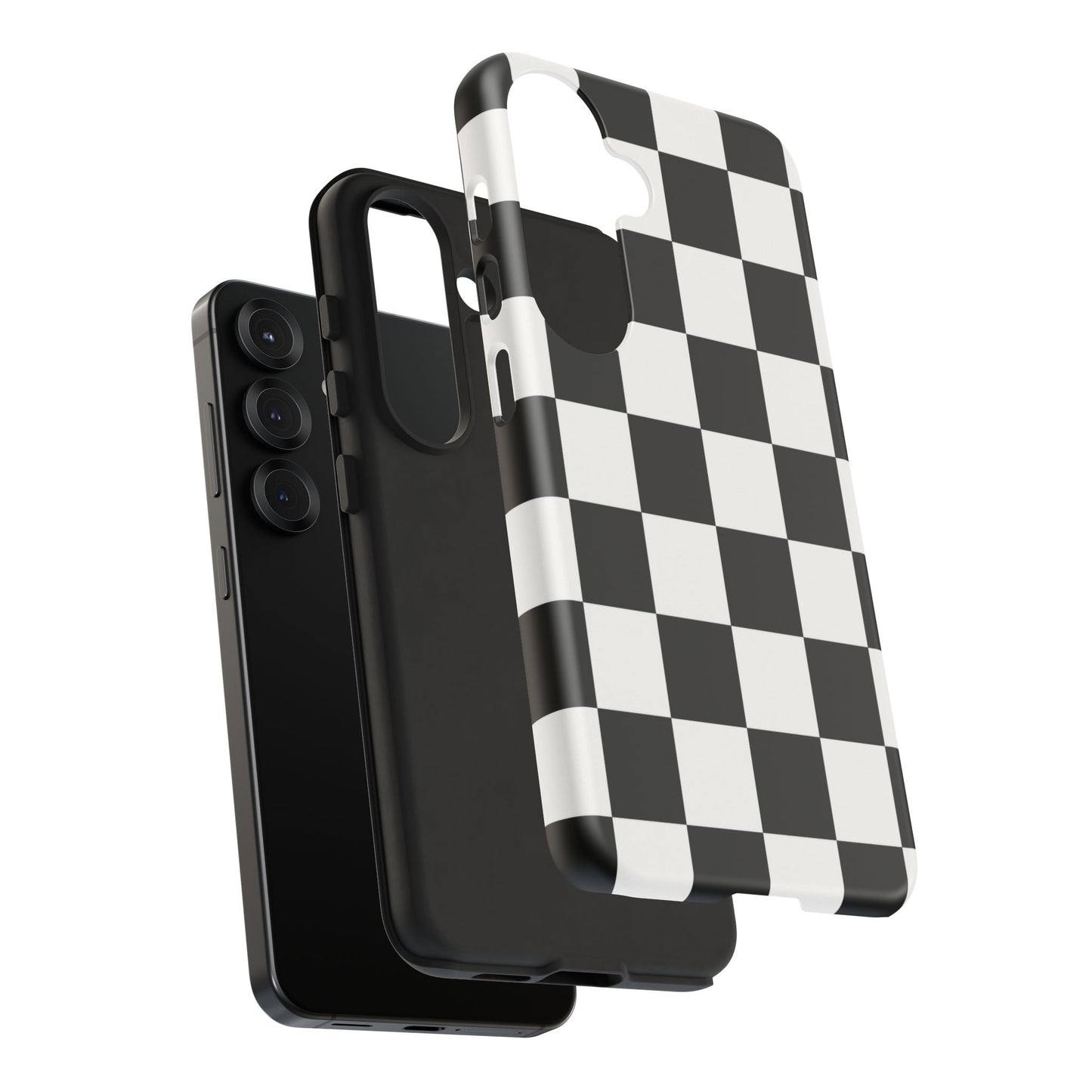 Black & White Checkerboard Phone Case – Classic Aesthetic Tough Protective Case