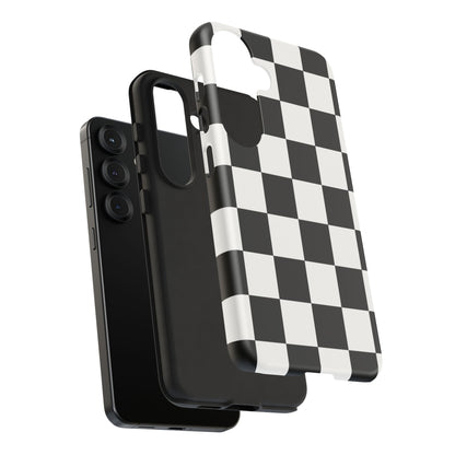 Black & White Checkerboard Phone Case – Classic Aesthetic Tough Protective Case