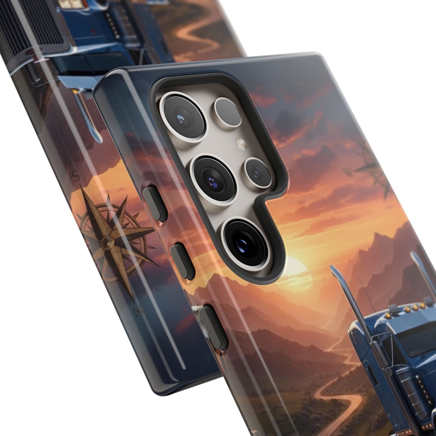 Semi Truck Sunset Phone Case | Trucker Gift | Diesel Truck Highway Road iPhone & Samsung Tough Protective Case