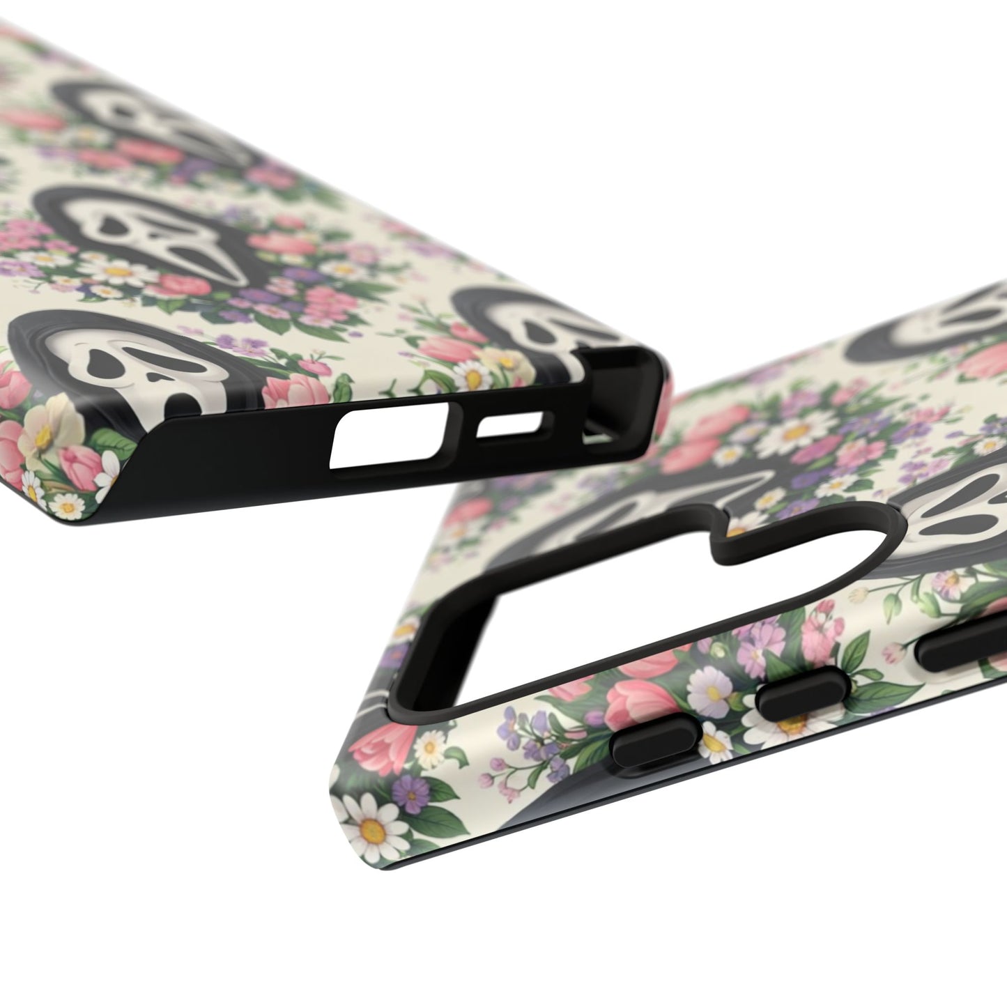 Floral Ghost Face Aesthetic Phone Case – Cute Spooky Tough Cover