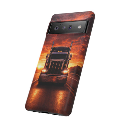Big Rig Truck Phone Case Sunset Highway Semi Truck iPhone Samsung Cover