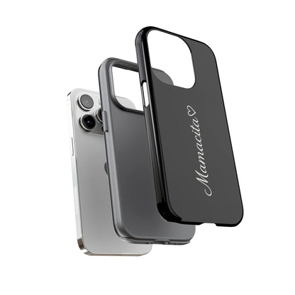 Mamacita Script Phone Case | Minimal Black Tough Case | Sleek Aesthetic Cover