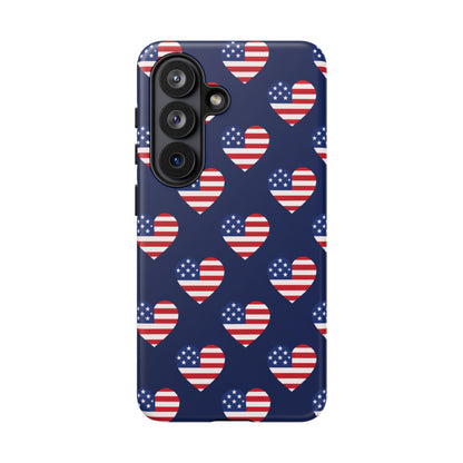 Patriotic American Flag Heart Phone Case – Tough Shockproof, USA Stars & Stripes for Iphone, Samsung Galaxy and Pixel