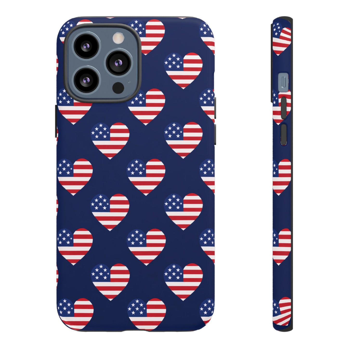 Patriotic American Flag Heart Phone Case – Tough Shockproof, USA Stars & Stripes for Iphone, Samsung Galaxy and Pixel