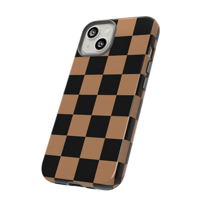 Brown Checkerboard Phone Case | Aesthetic Tough Protective Case