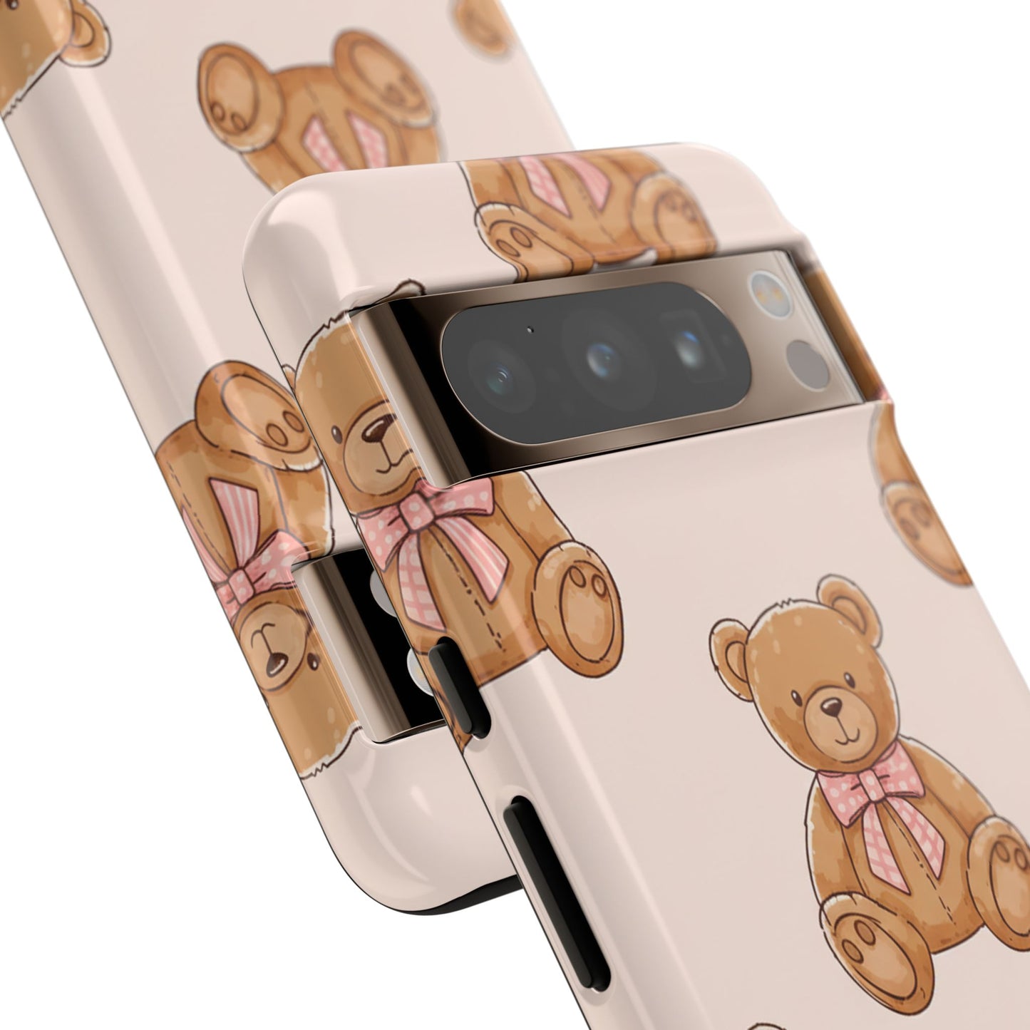 Teddy Bear Phone Case | Cute Coquette Aesthetic Pink Bear Pattern Case | Kawaii Soft Girl iPhone & Samsung Tough Protective Case