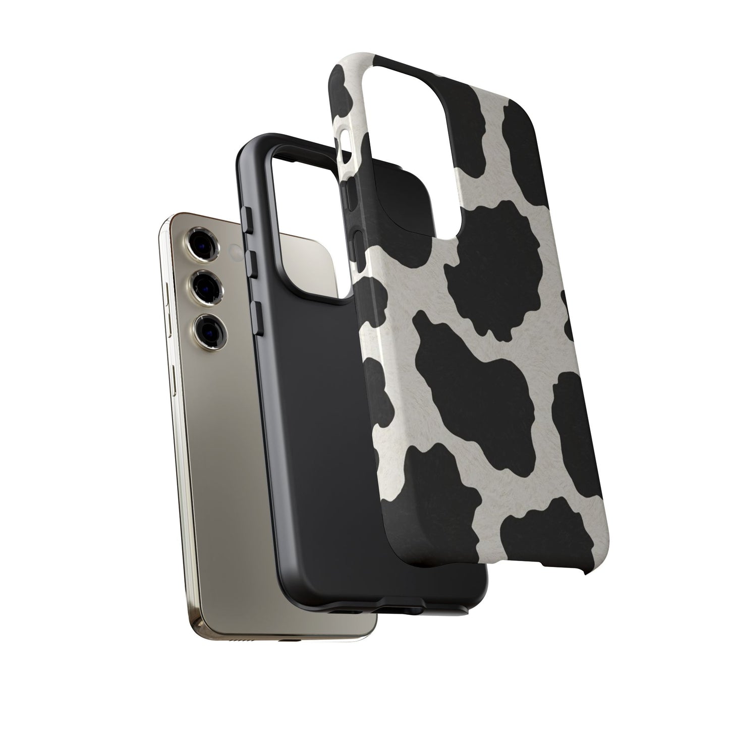 Black & White Cow Print Phone Case | Western Aesthetic iPhone & Samsung Tough Case