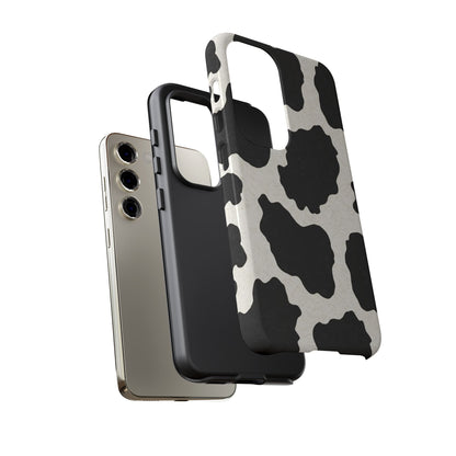 Black & White Cow Print Phone Case | Western Aesthetic iPhone & Samsung Tough Case