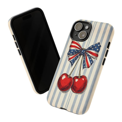 Patriotic Cherry Phone Case Americana Coquette Aesthetic iPhone Samsung