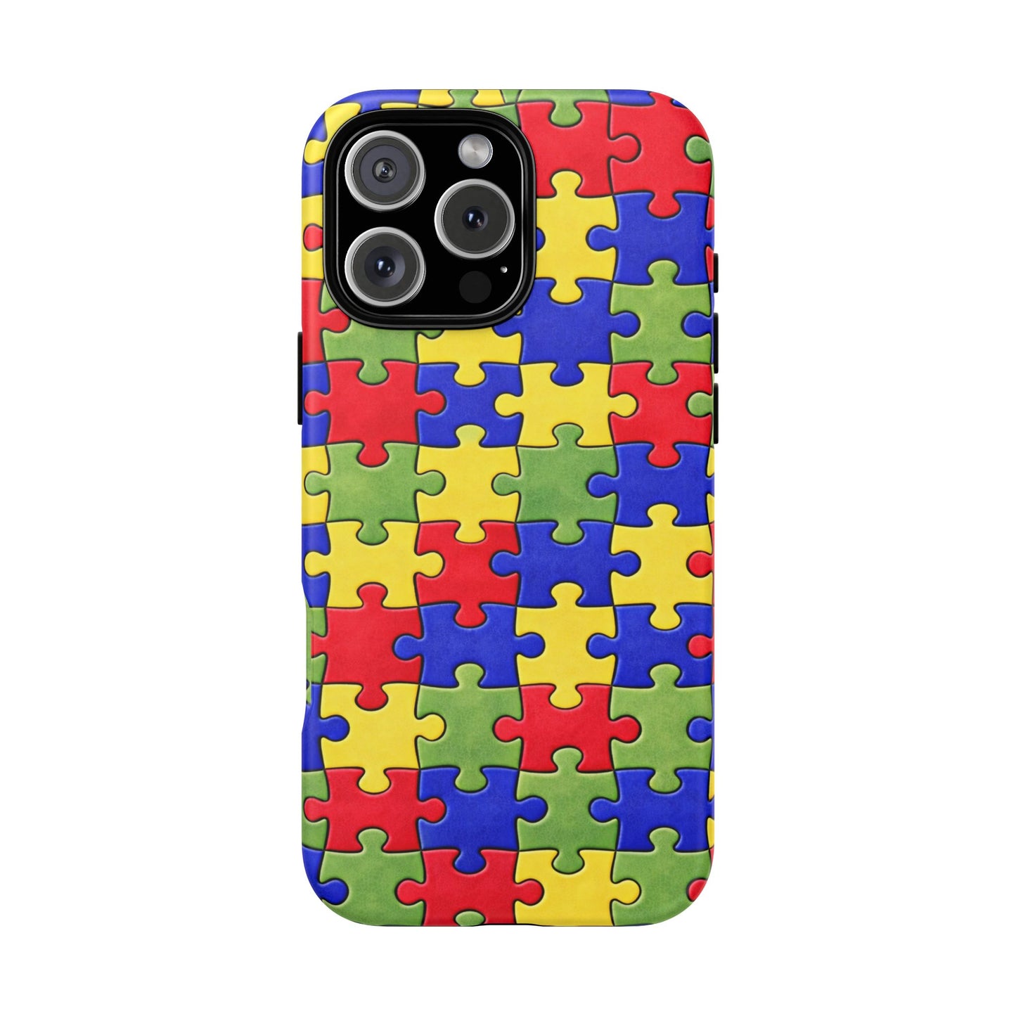 Colorful Puzzle Phone Case, Autism Awareness Jigsaw Design, Tough Protective Case, iPhone & Samsung Case, Vibrant Puzzle Pattern