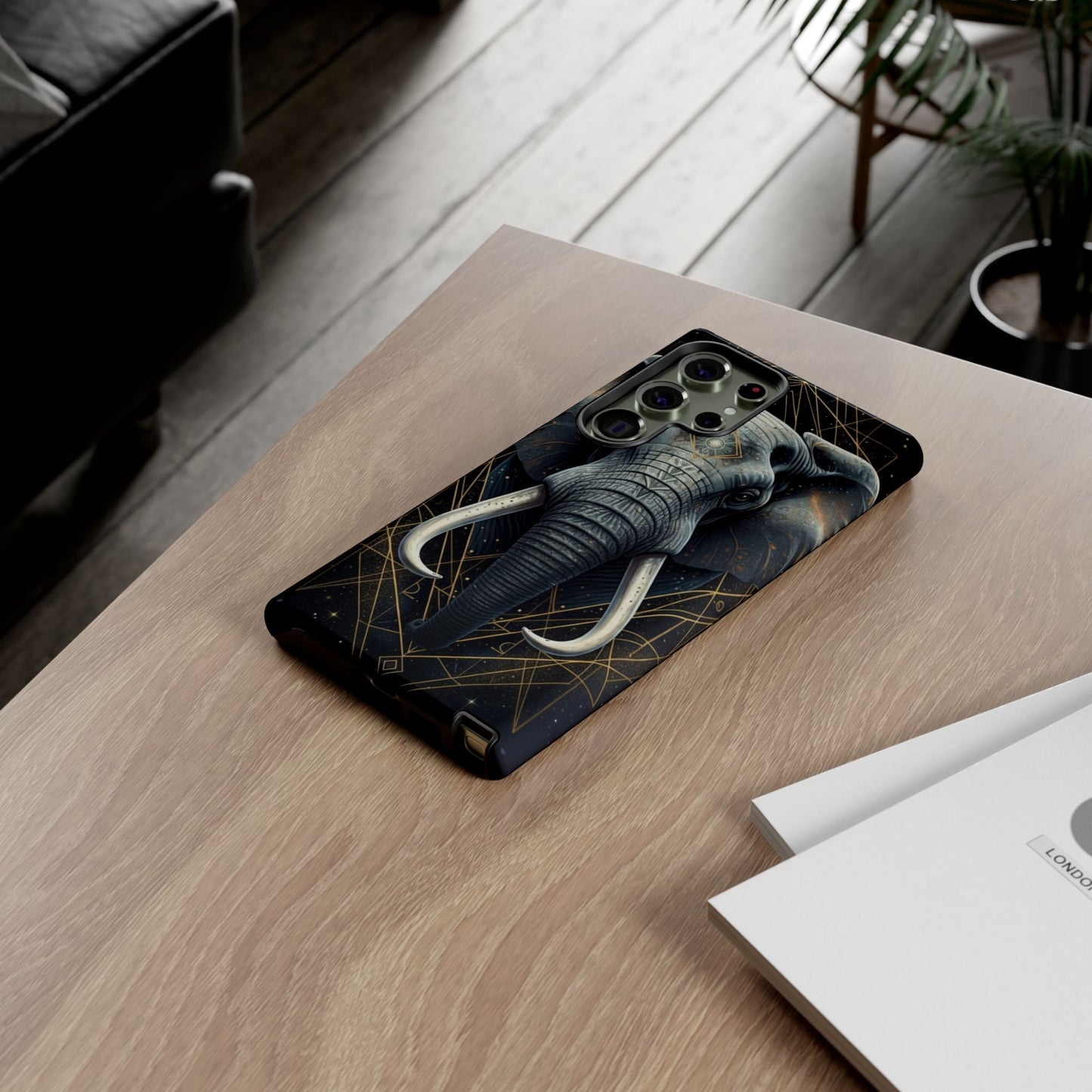 Elephant Mandala Phone Case – Black and Gold Spiritual Elephant Tough Protective Case