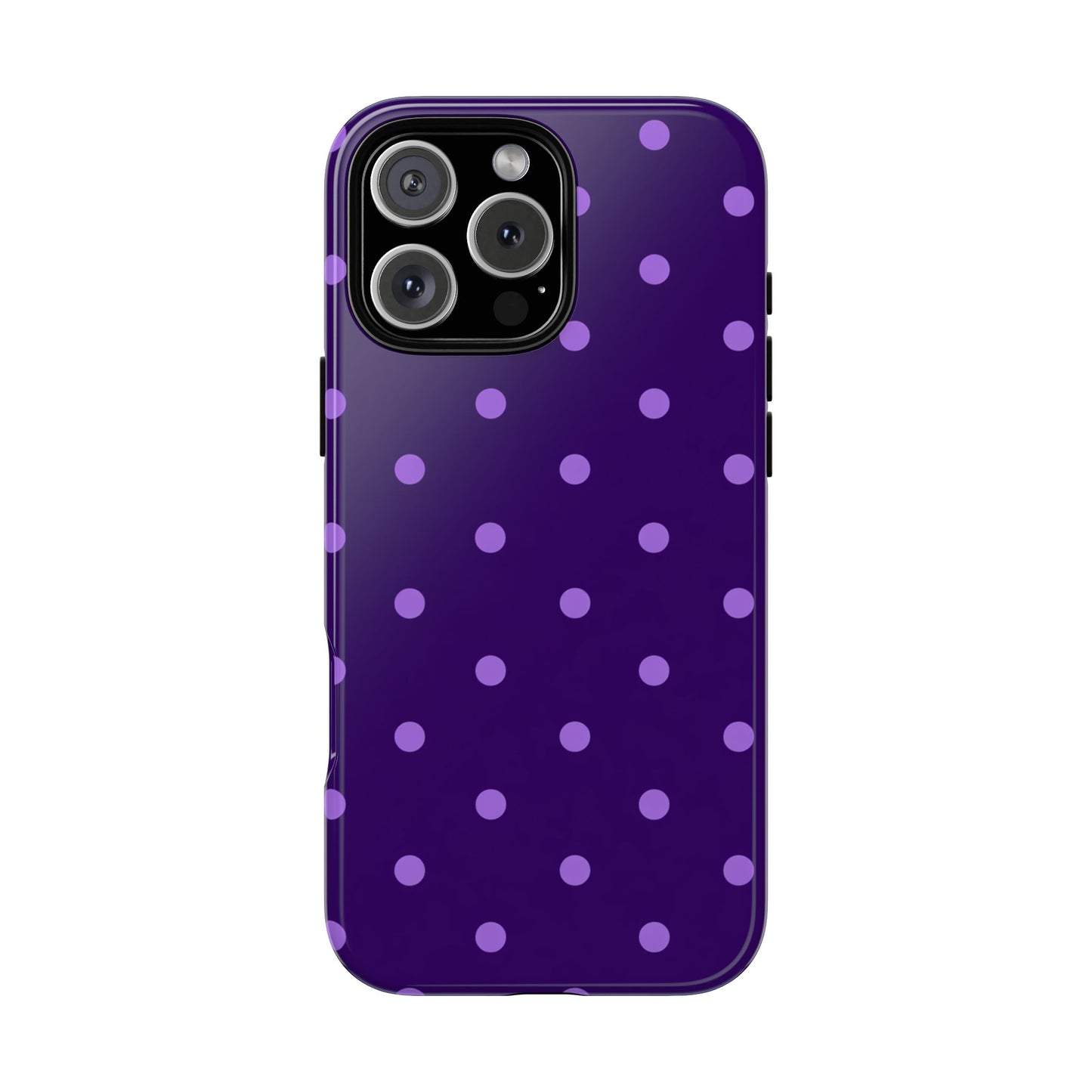 Purple Polka Dot Tough Phone Case – Cute Stylish Durable Protective Cover for Iphone, Samsung Galaxy and Pixel