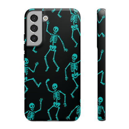 Dancing Teal Skeletons Phone Case | Tough Protective Case for Iphone, Samsung Galaxy and Pixel