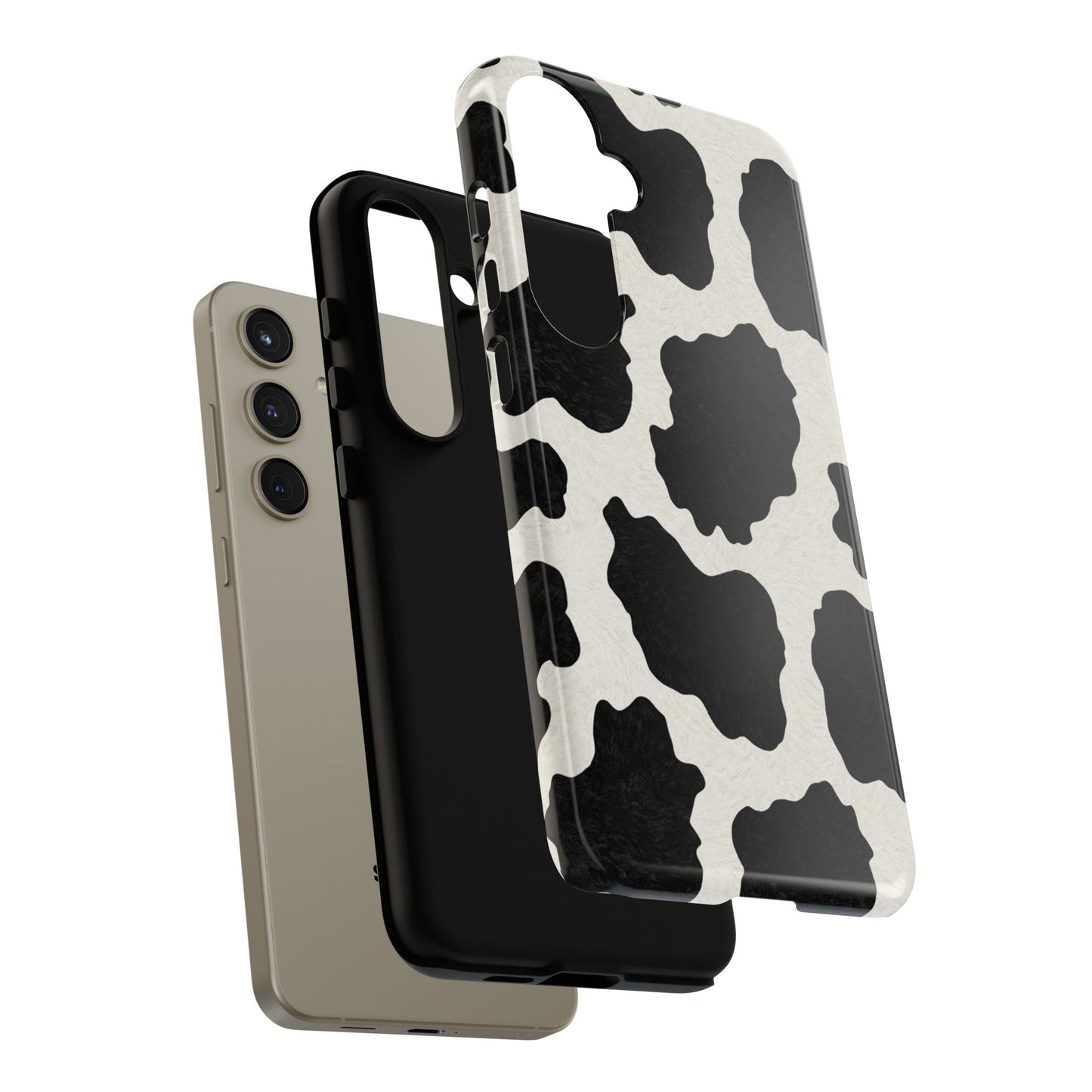Black & White Cow Print Phone Case | Aesthetic Tough Protective Case