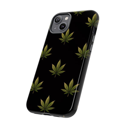 Cannabis Leaf Phone Case Green Weed Leaf Pattern Tough Protective Cover
