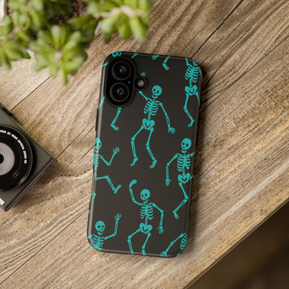 Dancing Teal Skeletons Phone Case | Tough Protective Case for Iphone, Samsung Galaxy and Pixel