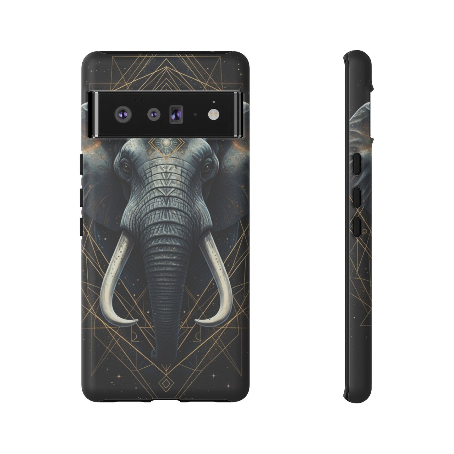 Elephant Mandala Phone Case – Black and Gold Spiritual Elephant Tough Protective Case