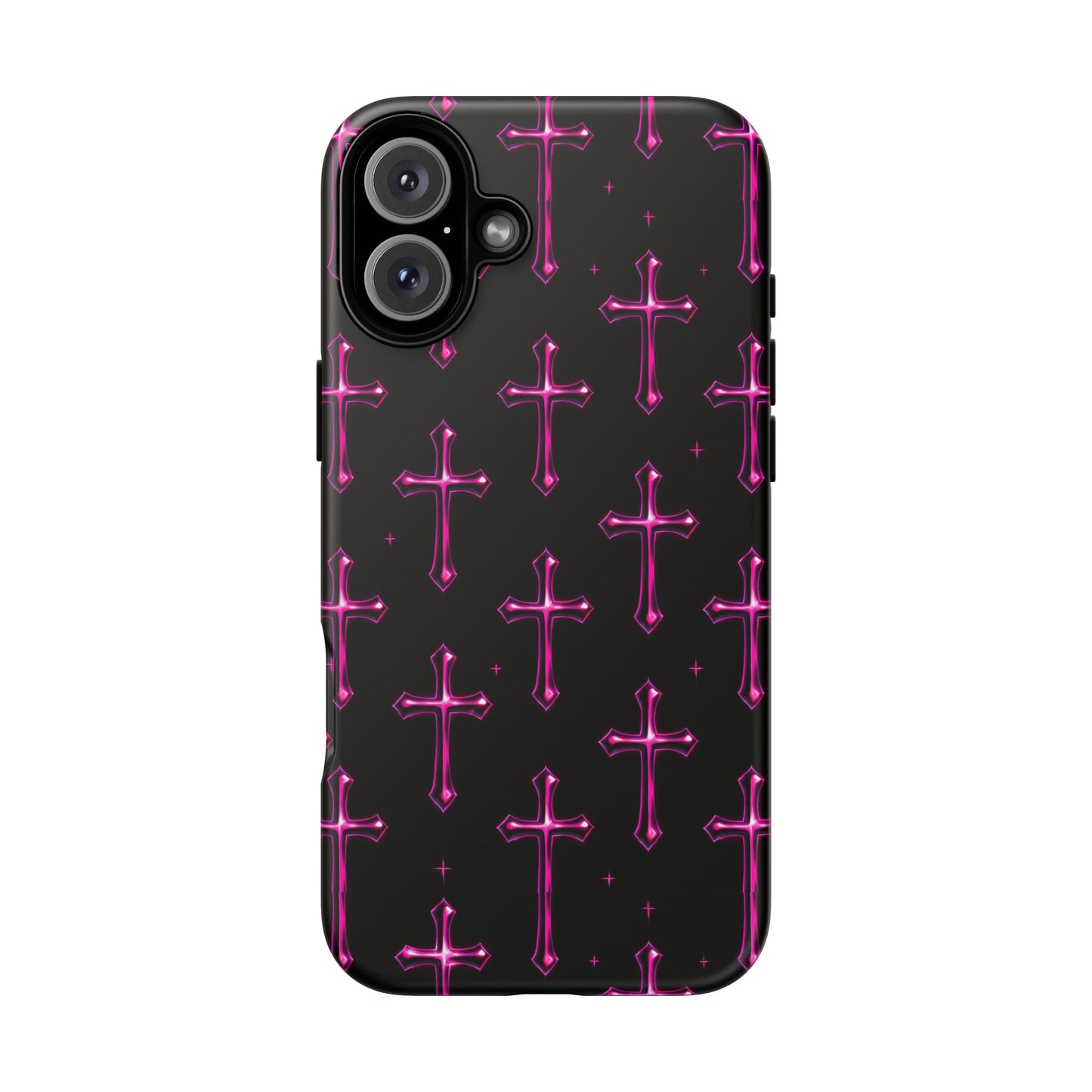 Neon Pink Cross Pattern Phone Case | Tough Protective Case for Iphone, Samsung Galaxy and Pixel