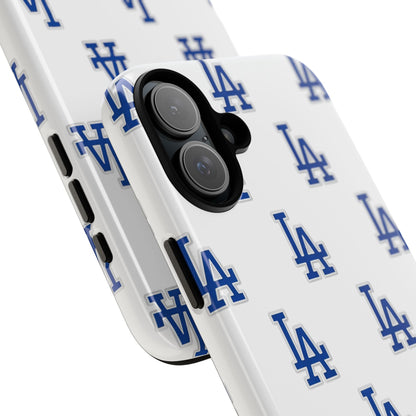 Blue LA Monogram Pattern Phone Case | Minimal Baseball Inspired Tough Cover