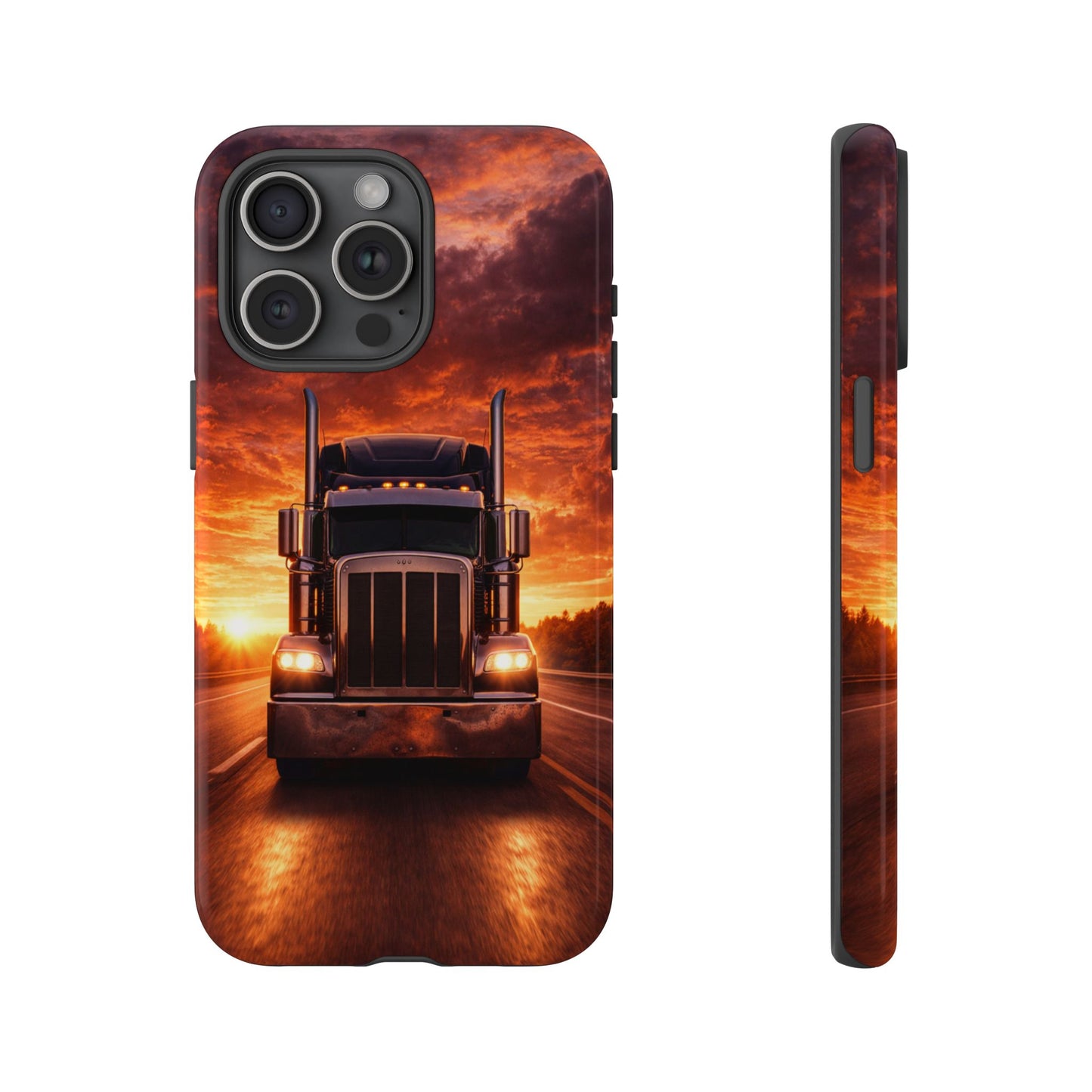 Big Rig Truck Phone Case Sunset Highway Semi Truck iPhone Samsung Cover