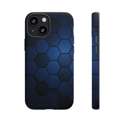 Blue Hexagon Gradient Phone Case | Modern Honeycomb Tough Protective Case