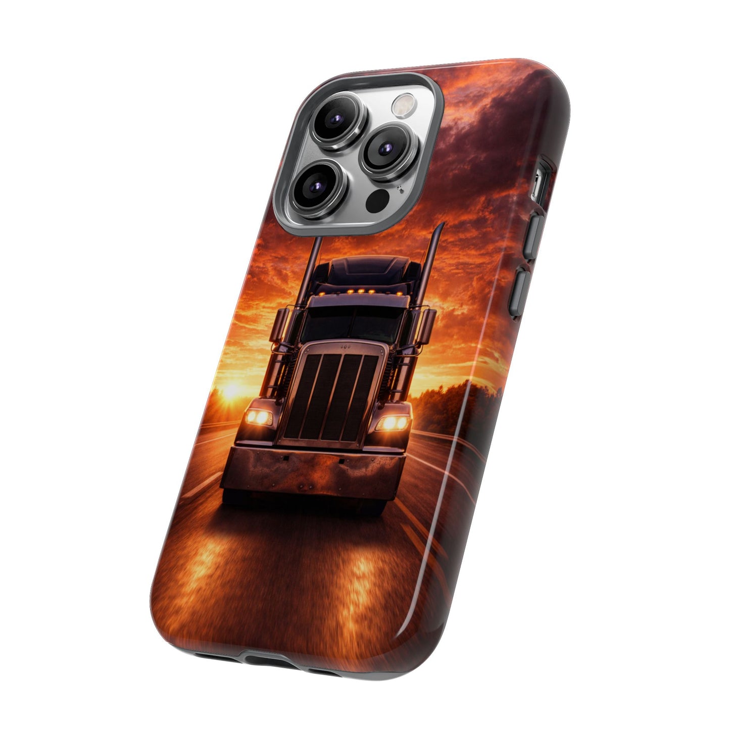 Big Rig Truck Phone Case Sunset Highway Semi Truck iPhone Samsung Cover