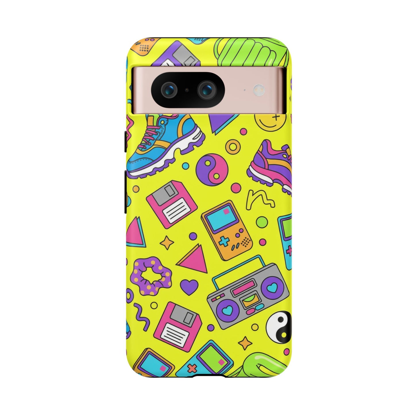 90s Retro Neon Phone Case – Y2K Nostalgia Colorful Icons Tough Protective Case
