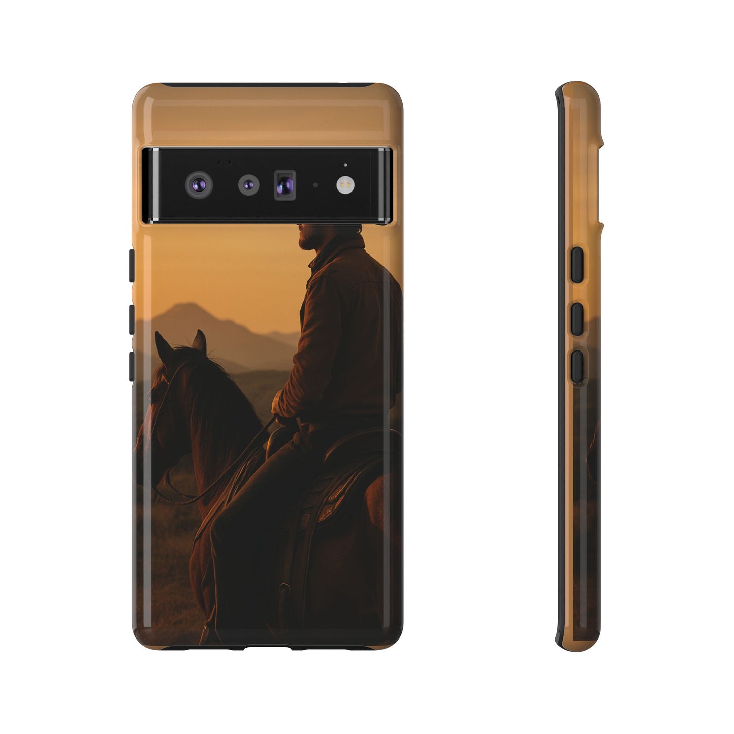 Western Cowboy Sunset Phone Case | Horse Rider Desert Aesthetic Tough Protective Case