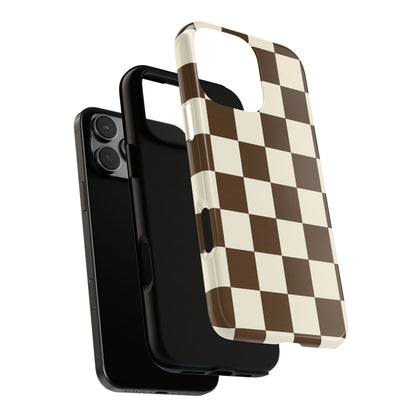 Mocha Checkerboard Phone Case | Neutral Aesthetic Tough Case