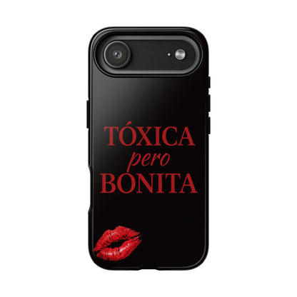 Toxica Pero Bonita Phone Case, Latina Quote Case, Red Lips Aesthetic, Spanish Saying Case, Trendy Tough Cover