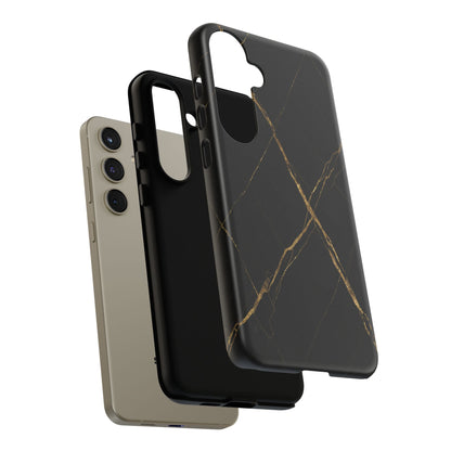 Black Marble Phone Case with Gold Veins – Luxury Minimal Aesthetic Tough Case
