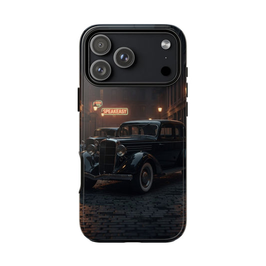 Vintage Classic Car Phone Case | Retro Noir Aesthetic | 1930s Street Scene Tough Case for iPhone & Samsung