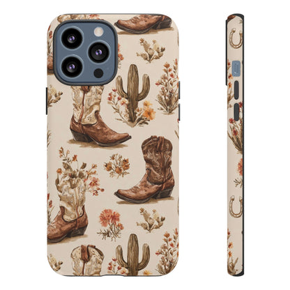 Cowboy Boots Western Phone Case Rustic Cowgirl Cactus Floral iPhone Samsung Pixel