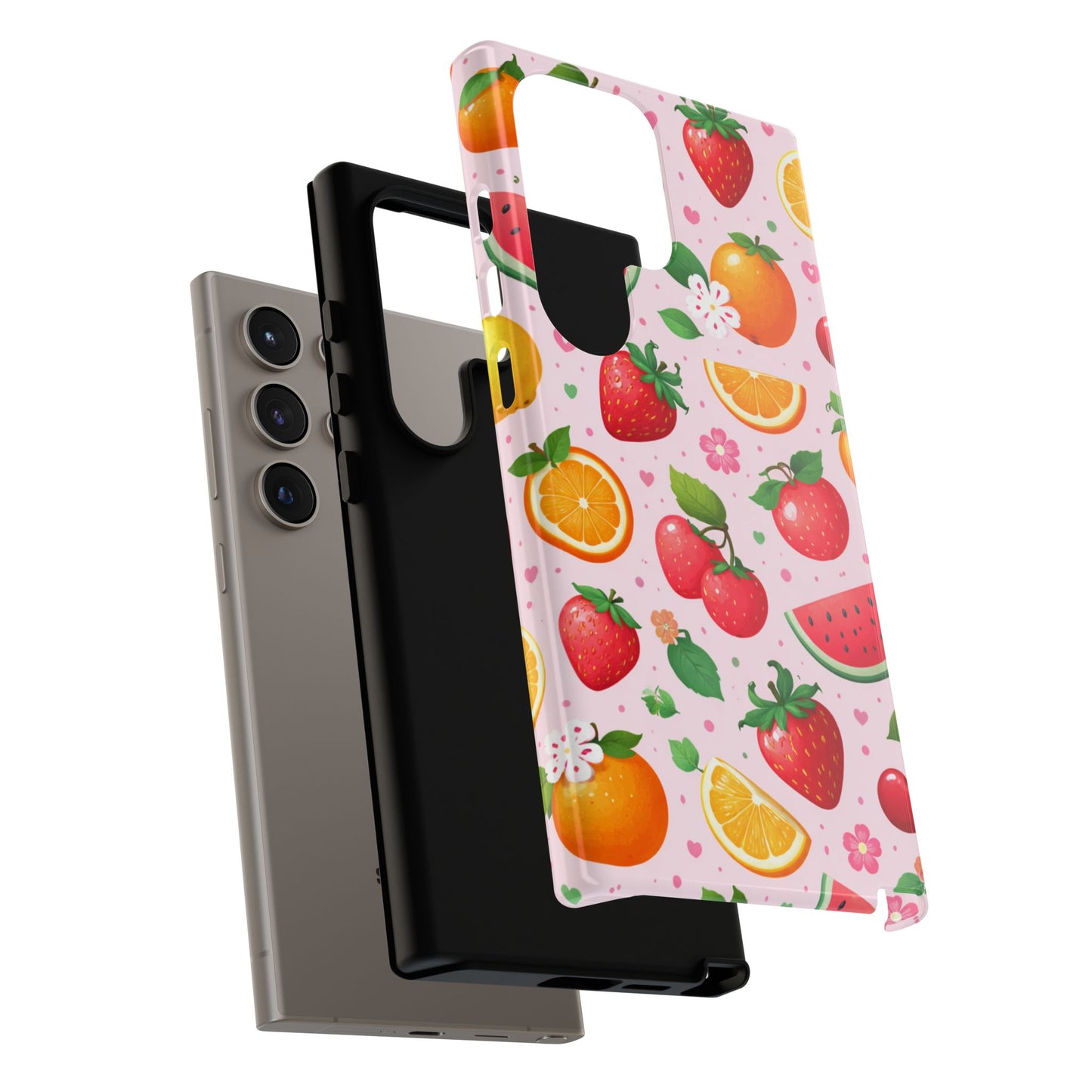 Fruit Phone Case – Tough Shockproof, Strawberry Cherry Citrus Summer Design for Iphone, Samsung Galaxy and Pixel