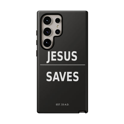Jesus Saves Phone Case Christian Religious Minimalist Black Tough Cover